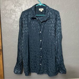 Open Edit Blue printed  Button-Up Shirt women's large